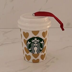 Starbucks Holiday 2015 Collector’s Gold Hearts Cup Ornament